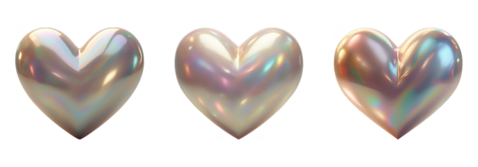 Iridescent 3D Heart with Glossy Reflection