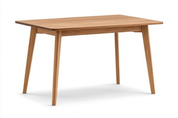 Retro mid-century wood furniture  . Wooden table with a sleek design and tapered legs.