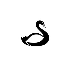 Black Swan: Elegant Bird Silhouette, Nature Wildlife Vector Graphic, Perfect for Logo Design