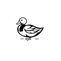 Elegant Black and White Duck Illustration: Perfect for Nature, Animal, and Bird-Themed Designs
