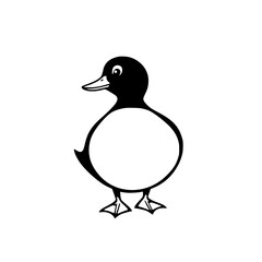 Adorable Black and White Duck Illustration: Simple Bird Graphic Design
