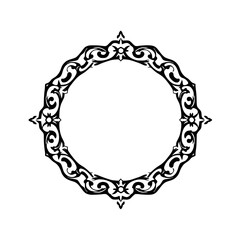 Elegant Round Floral Frame: Vintage Border Design, Decorative Circle, Classic Ornament, Vector Illustration, Template, Background, Pattern, Graphic Resource