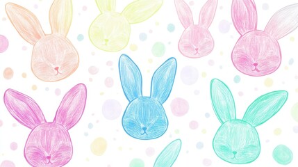 A vibrant collection of colorful rabbits set against a clean white background, embodying the joyful spirit of Easter.