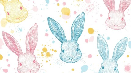 Obraz premium A group of adorable rabbits on a white background, perfect for celebrating the joy of Easter.