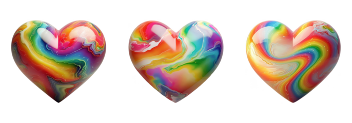 Holographic Rainbow Hearts 3D Art
