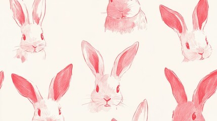 A detailed drawing showcasing a rabbit's head with various ear styles, perfect for celebrating Easter creativity.