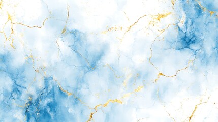 Obraz premium Abstract Blue and Gold Marble Texture: A Serene Watercolor Design