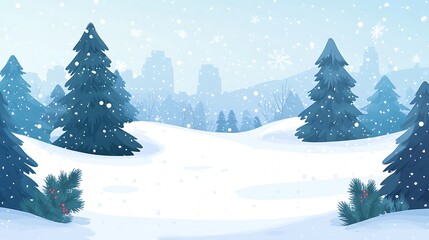 Naklejka premium Snowy Winter Landscape: Serene Cityscape View