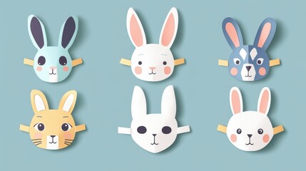 A colorful collection of paper cut animals celebrating Easter on a vibrant blue background.