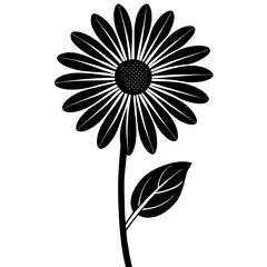 daisy black silhouette vector, Simple silhouette Design vector icon with white background