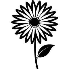 daisy black silhouette vector, Simple silhouette Design vector icon with white background