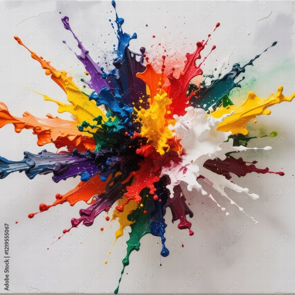 Aufkleber Raw Energy of a Brushstroke Exploding with Color Against a Pristine White Backdrop