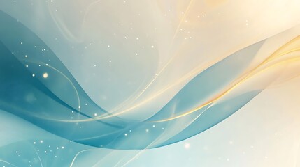 Abstract Teal And Gold Waves With Sparkling Lights