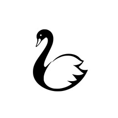 Elegant Black Swan: Graceful Bird Vector Logo Design. Perfect for nature, wildlife, and elegance themed projects. Simple, minimalist, and symbolic illustration.