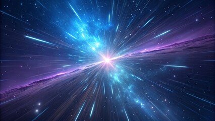Fototapeta premium Cosmic Explosion in Deep Space with Vibrant Light Beams