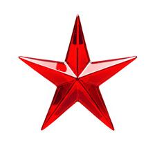 Obraz premium Red glass Five-Pointed Star Tree-topper isolated on transparent background