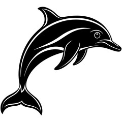 Dolphin silhouette on white background