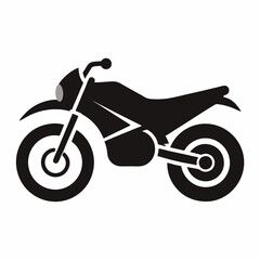 Simple black silhouette of an off-road motorcycle.