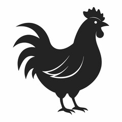 Simple Black Silhouette of a Rooster