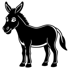 Cartoon Silhouette of a Friendly Donkey