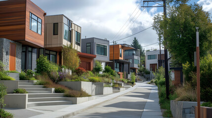Modern Architectural Design: A Row of Contemporary Townhouses