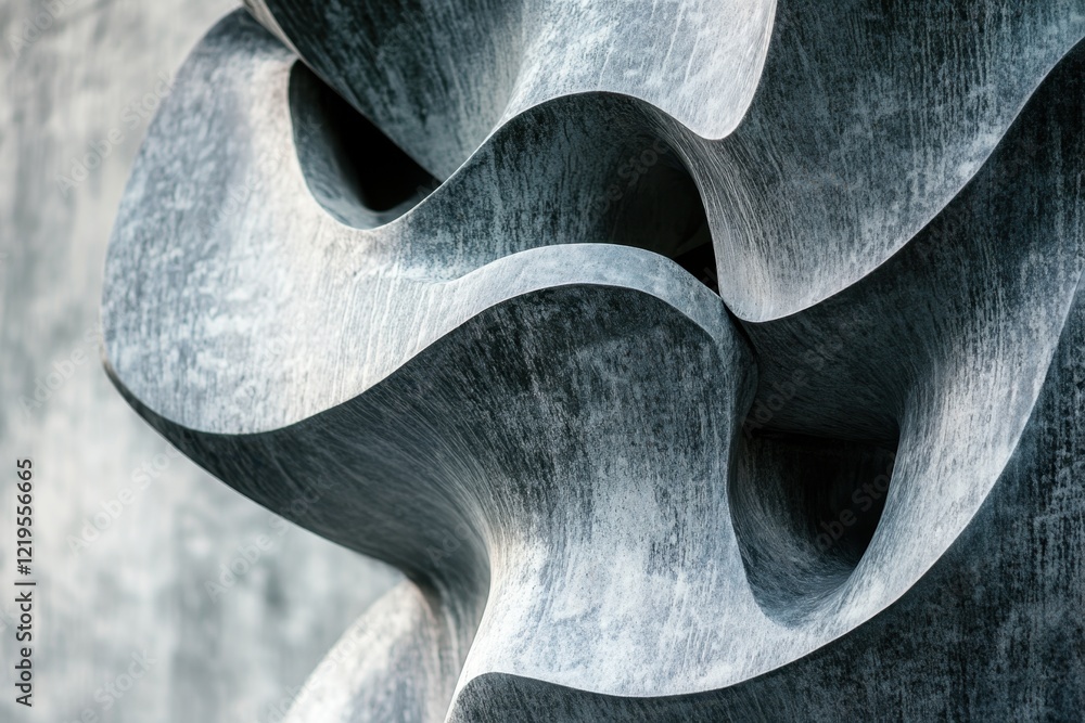 Aufkleber abstract sculpture with smooth curves and textured surface in an urban setting