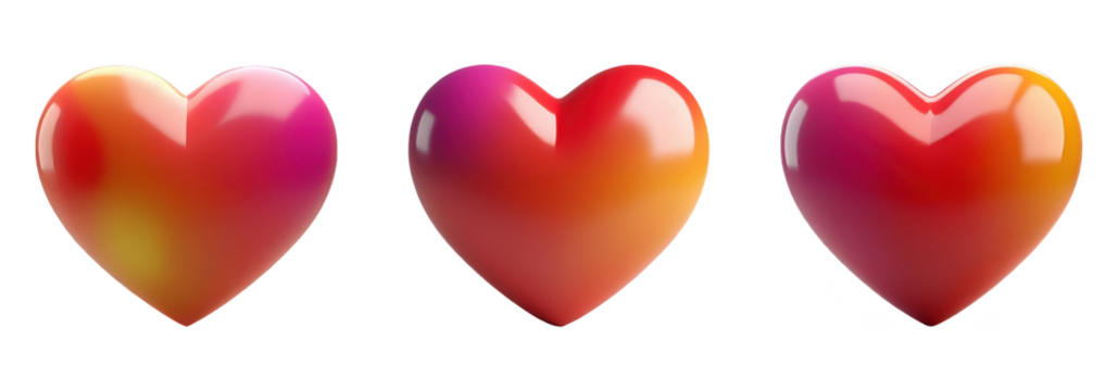 Vibrant Red Orange Pink Gradient Hearts