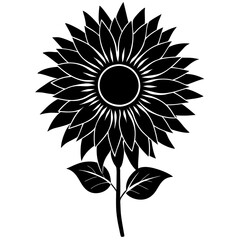 sunflower black silhouette vector, Simple silhouette Design vector icon with white background