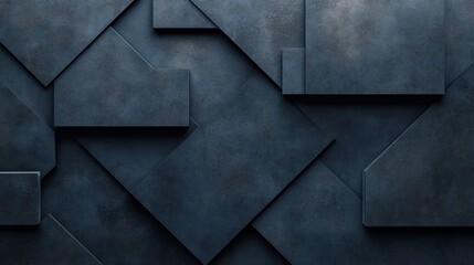 Dark, layered, geometric shapes.