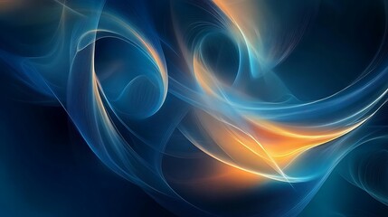 Fototapeta premium Abstract Blue and Orange Swirling Light Waves