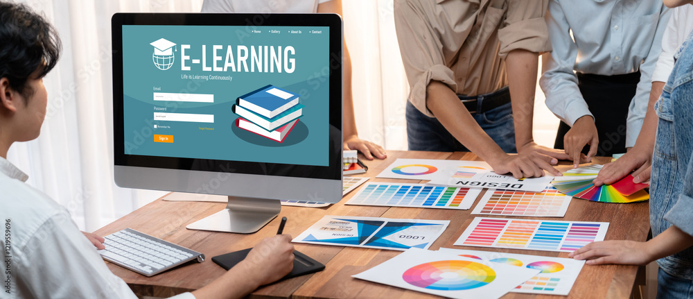 Leinwandbilder E-learning website with brisk sofware for student to study online on the internet network