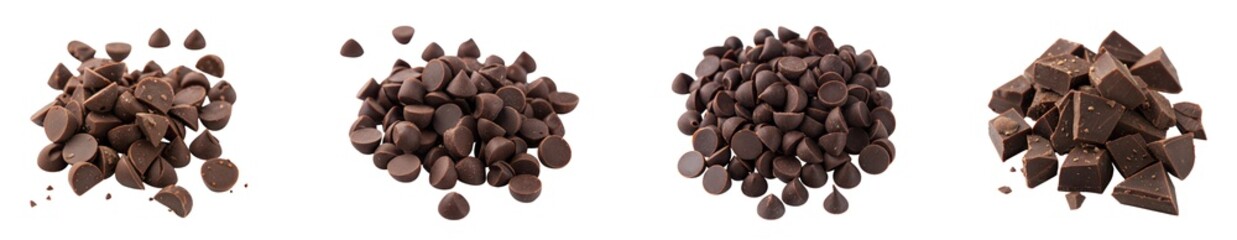 Chocolate treats delicious variations of chocolate bits food industry culinary delights, isolated on white or transparent background