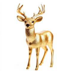 Obraz premium Golden deer figurine, elegant, festive, standing.