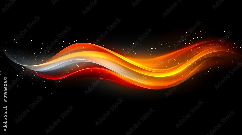 Poster abstract orange and red wave with sparkles