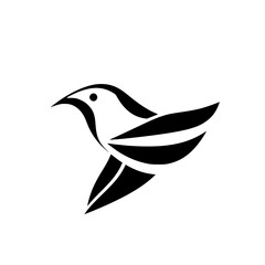 Abstract Bird in Flight: Minimalist Black and White Vector Logo Design