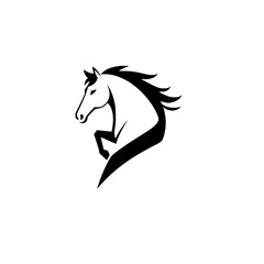 Elegant Horse Logo Design: Black and White Equine Art. Graceful, Strong, and Majestic Animal Symbol