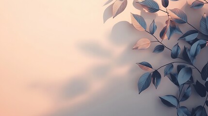 Fototapeta premium Elegant Branch with Dark Leaves Against Soft Background