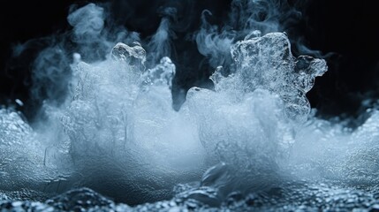 Boiling water, steam, dark background, texture, culinary