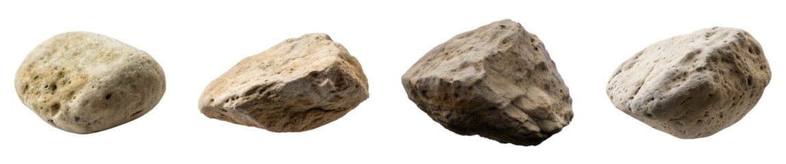 Naklejka premium Natural stone collection outdoor environment rock textures nature close-up view, isolated on white or transparent background