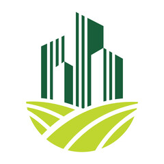  FARM AND BUILDING logo. Vector Logo Template In Modern Minimalist Style Creative Abstract Vector