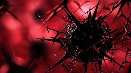 Abstract Red Spiky Structure Close-up