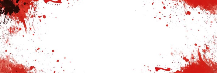 Fototapeta premium Bright red paint splashes starkly contrast with a clean white backdrop for a striking effect