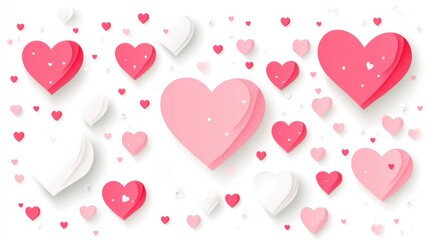Pink and red hearts on a light background, perfect for festive events
