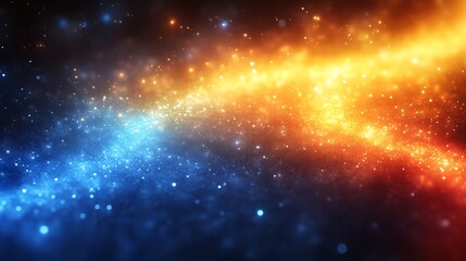 Abstract Blue and Orange Glowing Particle Background