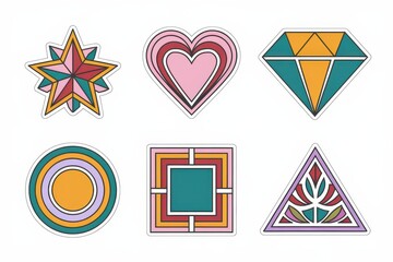 Colorful Geometric Shapes Stickers Design Collection
