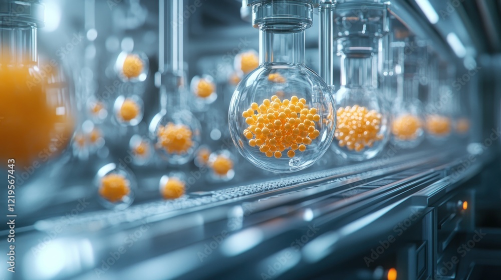 Poster 3d visualization of a nanoparticle synthesis laboratory inside a clean room emphasizing the need for