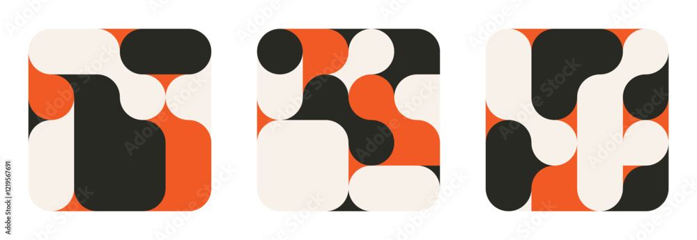 Wall mural set of background with black liquid connected circle dots.metaballs pattern on white. abstract geome