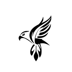 Abstract Eagle Design: Black and White Bird in Flight. Perfect for logos, symbols, and graphic designs.  A stylized avian predator illustration.