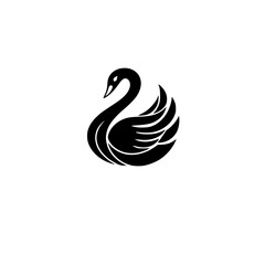 Fototapeta premium Elegant Black Swan Silhouette: Graceful Bird, Wildlife, Nature, Vector Graphic, Logo Design