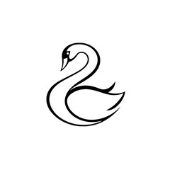 Elegant Swan Bird Logo Design: Graceful Waterfowl Vector Illustration, Perfect for Nature and Wildlife Branding